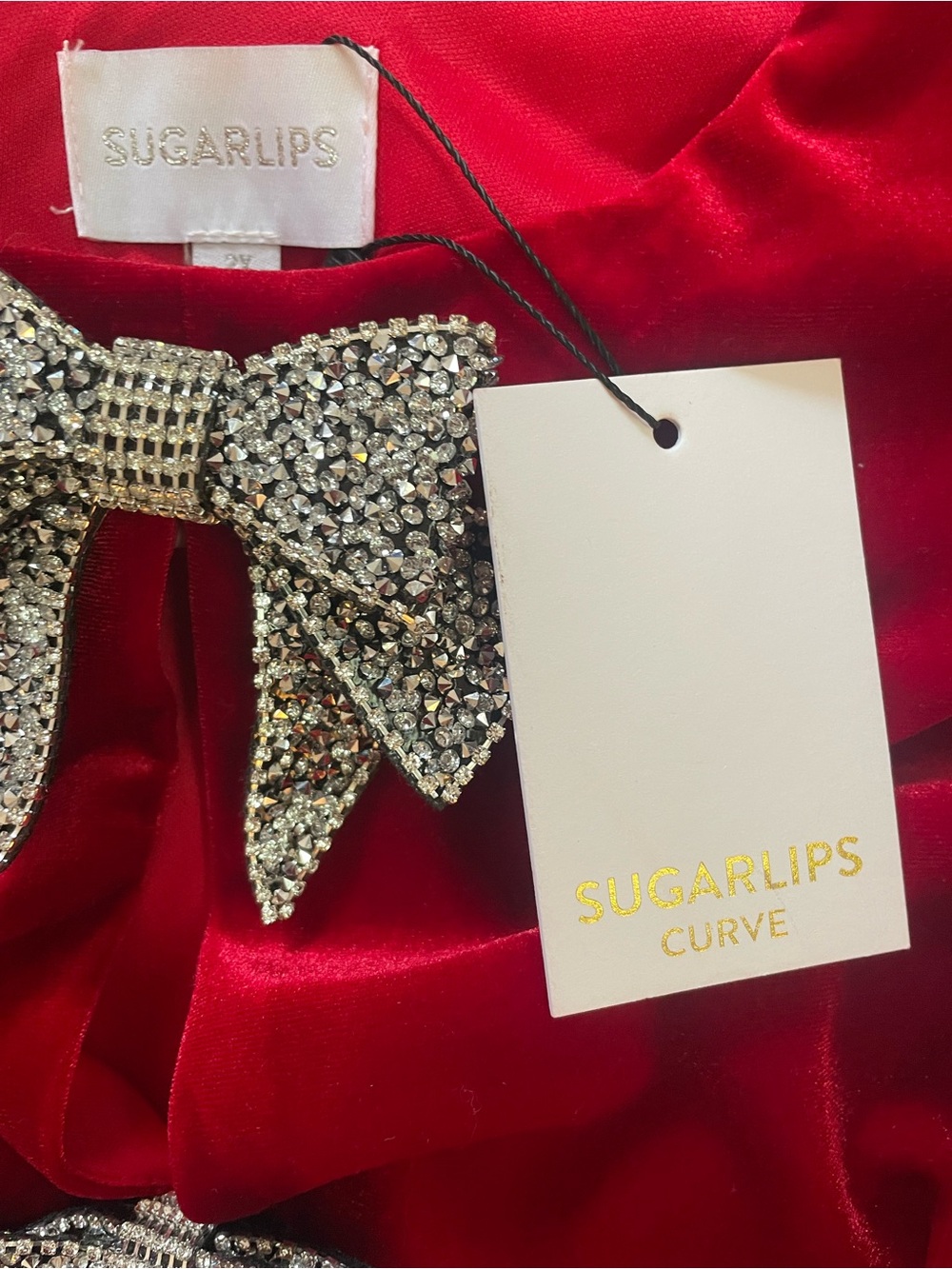 SugarLips Red Velvet Bow-Accent Women's Dress - NWT - Size 2X - Picture 13 of 14